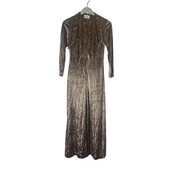 Carlye Vintage Leopard Print Velvet Maxi Dress - Picture 1 of 11